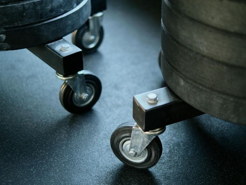 Close up of sports equipment on a gym floor